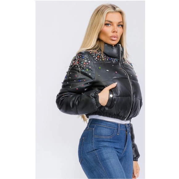 Ring the Alarm Rhinestone Embellishment Crop Jacket - Picture 9 of 10